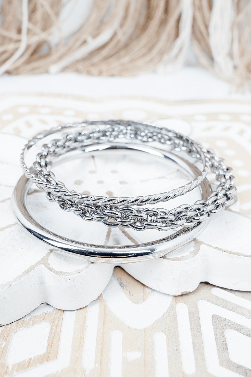 Silvertone Instant Connection Bracelet Set - Wholesale Accessory Market
