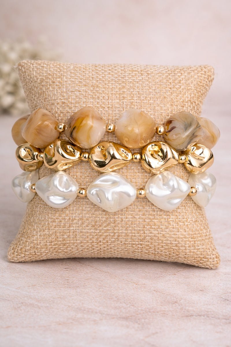 Champagne Brunch Chunky Beaded Bracelet Set - Wholesale Accessory Market