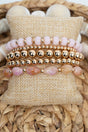 Golden Hour Plans Pink Beaded Bracelet Set - Wholesale Accessory Market