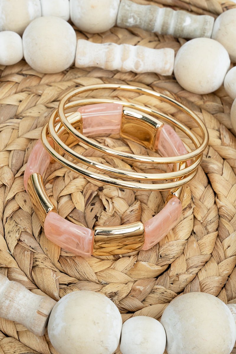 Pink and Goldtone SoHo Stack Bracelet Set - Wholesale Accessory Market