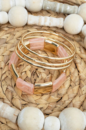 Pink and Goldtone SoHo Stack Bracelet Set - Wholesale Accessory Market