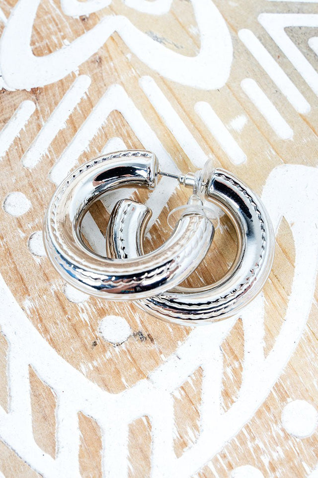 Elite Energy Silvertone Hoop Earrings - Wholesale Accessory Market