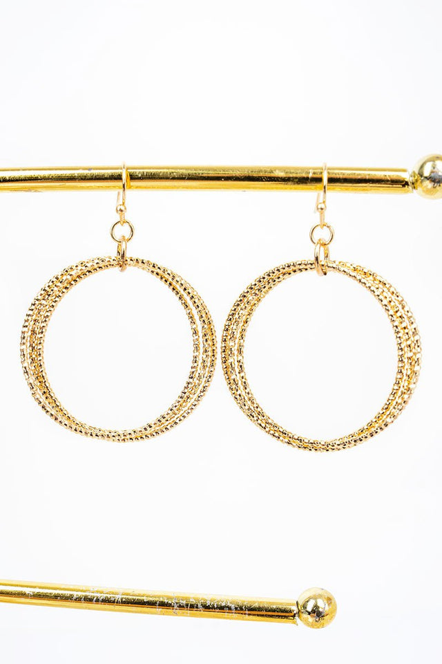 Effortless Era Goldtone Triple Hoop Earrings - Wholesale Accessory Market