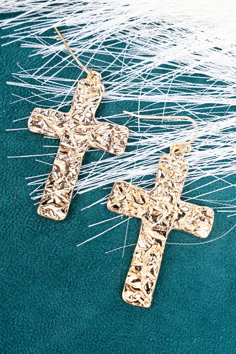 Cross Your Mind Goldtone Earrings - Wholesale Accessory Market