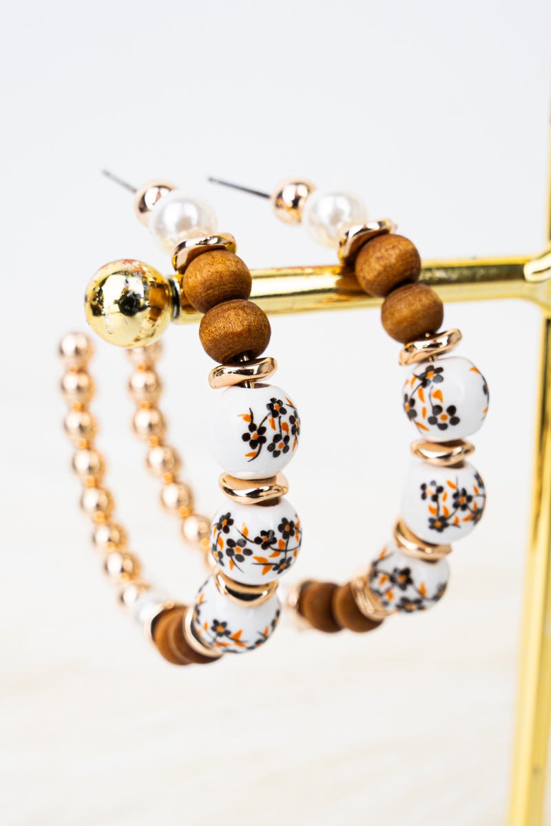Brown Versailles Goldtone Hoop Earrings - Wholesale Accessory Market