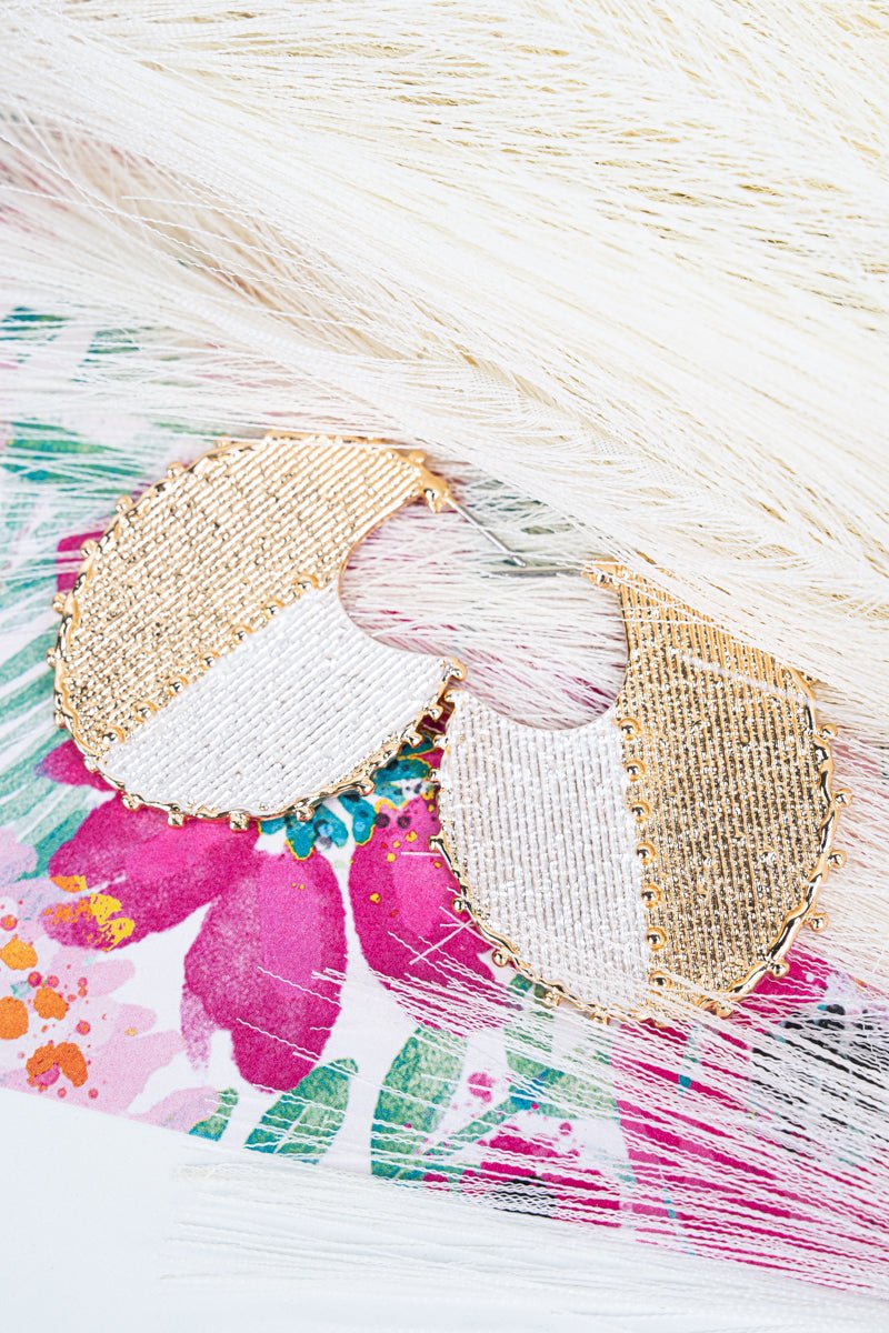 Scene Stealer White & Goldtone Earrings - Wholesale Accessory Market