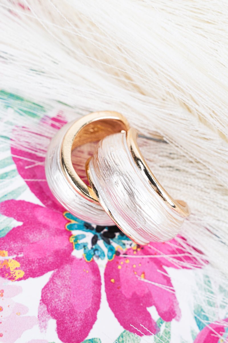Runway Ready White & Goldtone Hoop Earrings - Wholesale Accessory Market