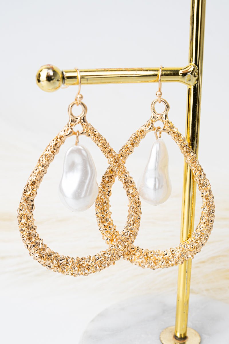 Cordova Pearl Goldtone Teardrop Earrings - Wholesale Accessory Market