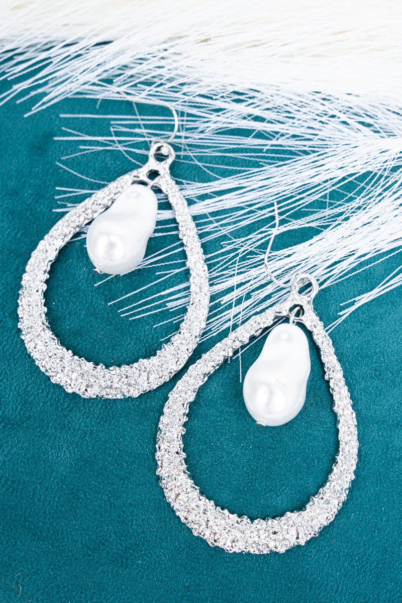 Cordova Pearl Silvertone Teardrop Earrings - Wholesale Accessory Market