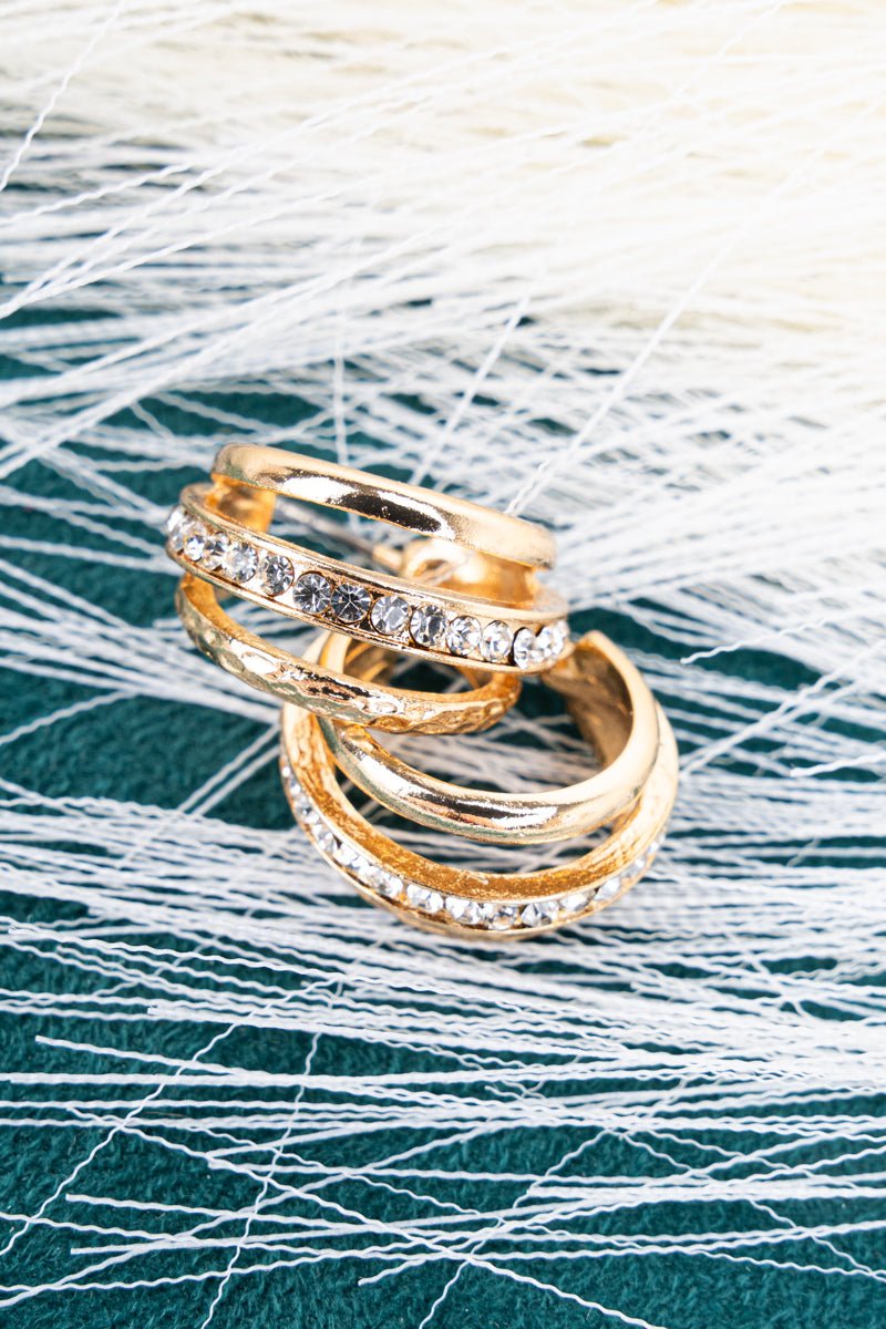 Prime Time Shine Crystal Goldtone Hoop Earrings - Wholesale Accessory Market