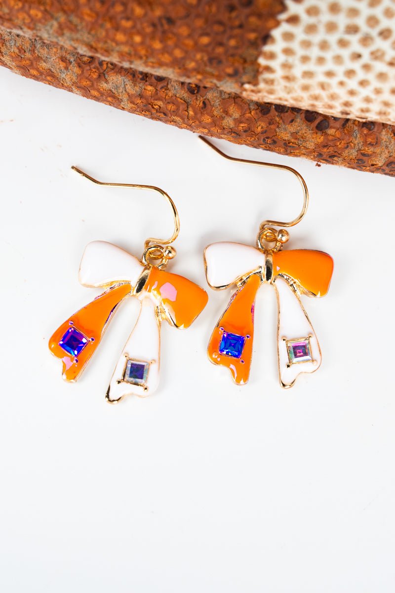 Orange & White Spirit Tied Earrings - Wholesale Accessory Market