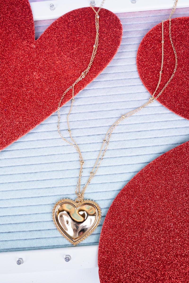 Heart Of Gold Double Goldtone Chain Necklace - Wholesale Accessory Market