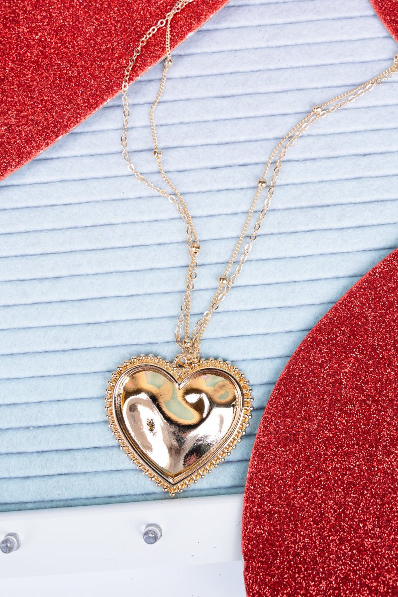 Heart Of Gold Double Goldtone Chain Necklace - Wholesale Accessory Market