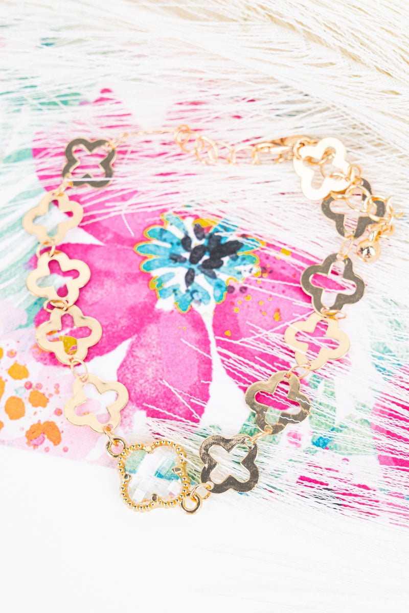 The Juliette Clear Quatrefoil Bracelet - Wholesale Accessory Market