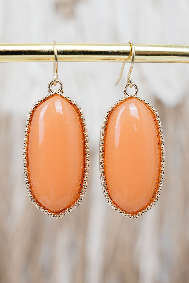 SALE! Elevated Edge Peach Goldtone Earrings - Wholesale Accessory Market