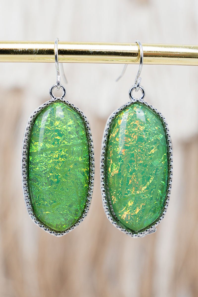 SALE! Elevated Edge Aqua Opal Silvertone Earrings - Wholesale Accessory Market