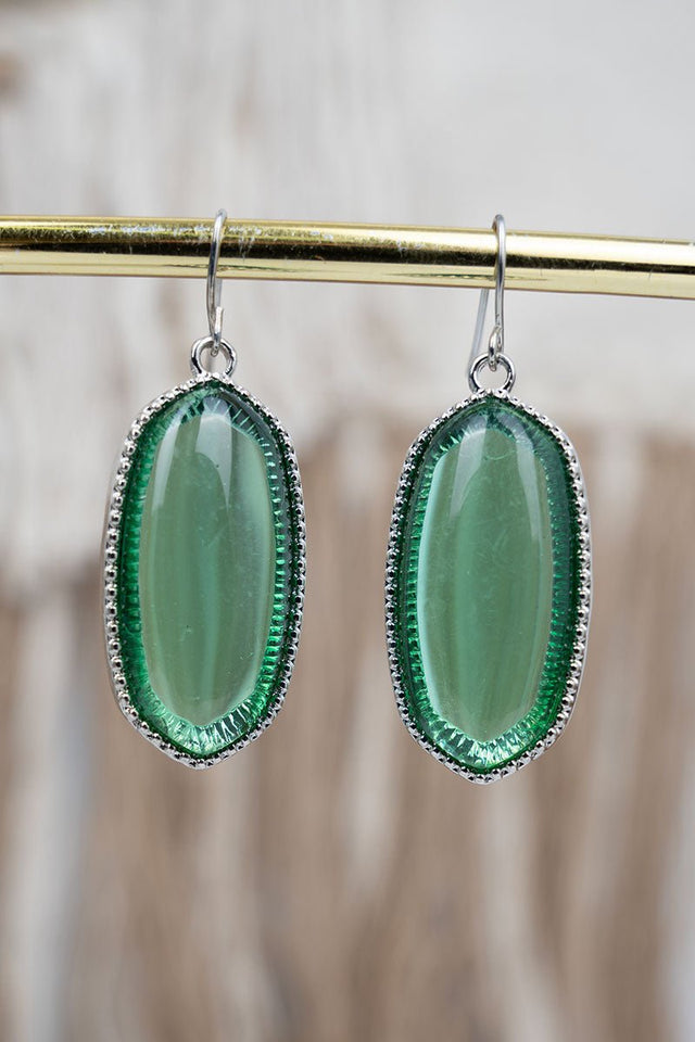 SALE! Elevated Edge Translucent Aqua Silvertone Earrings - Wholesale Accessory Market