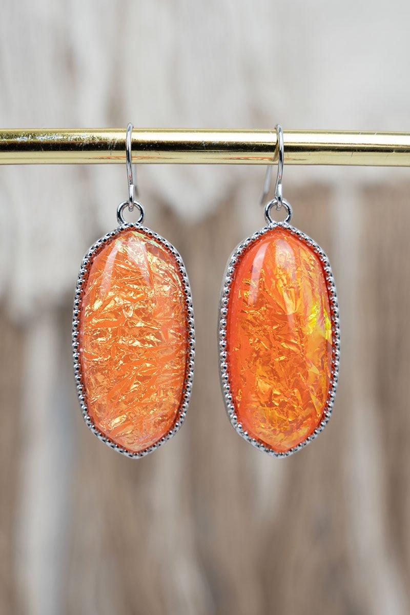 SALE! Elevated Edge Coral Opal Silvertone Earrings - Wholesale Accessory Market