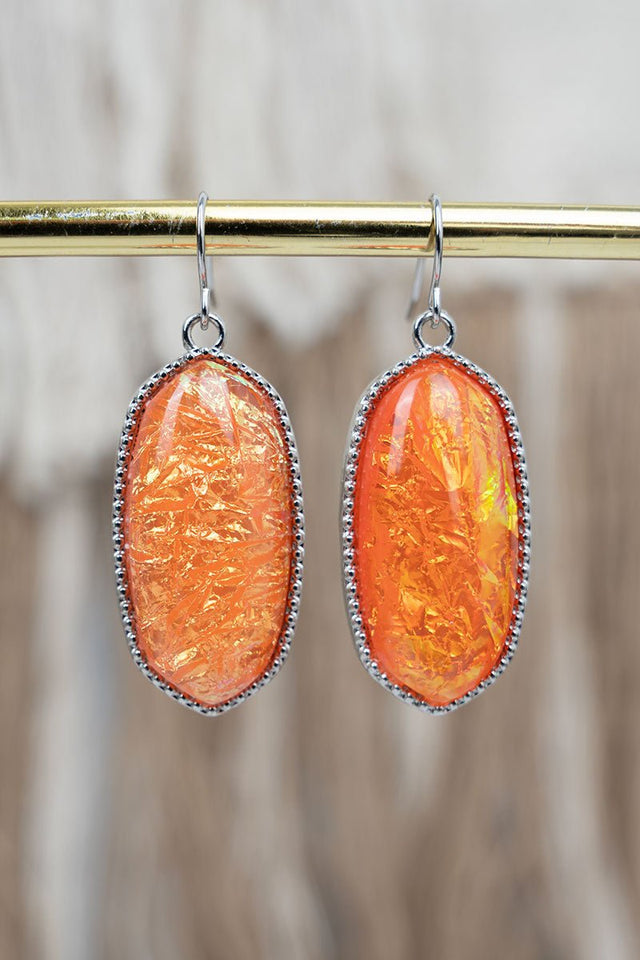 SALE! Elevated Edge Coral Opal Silvertone Earrings - Wholesale Accessory Market