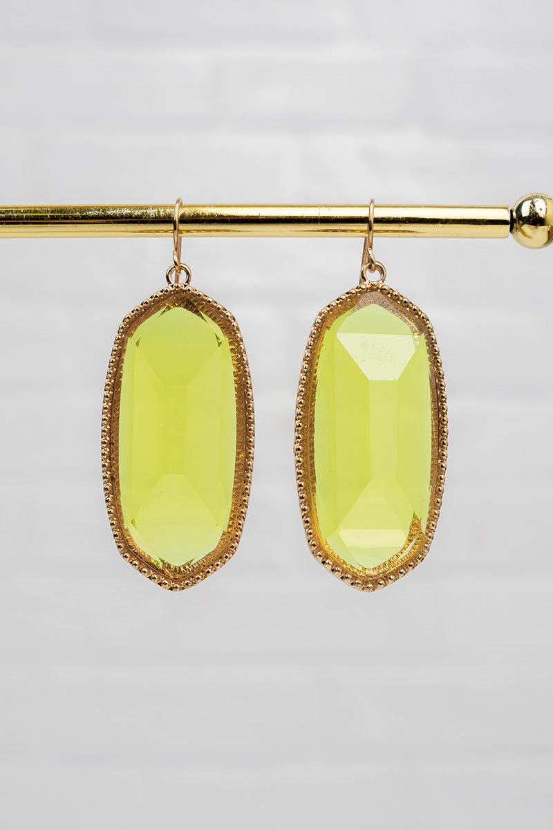 SALE! Mia Translucent Lime Goldtone Earrings - Wholesale Accessory Market