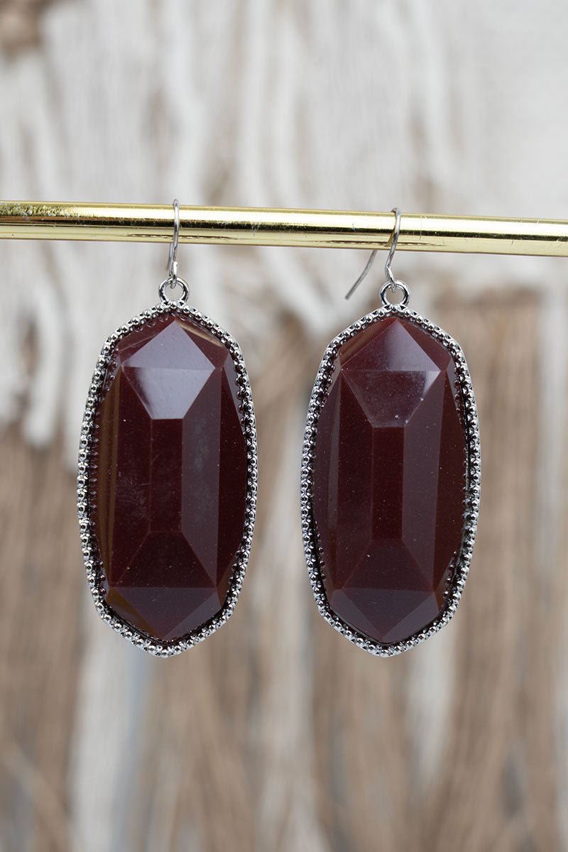 SALE! Mia Burgundy Silvertone Earrings - Wholesale Accessory Market