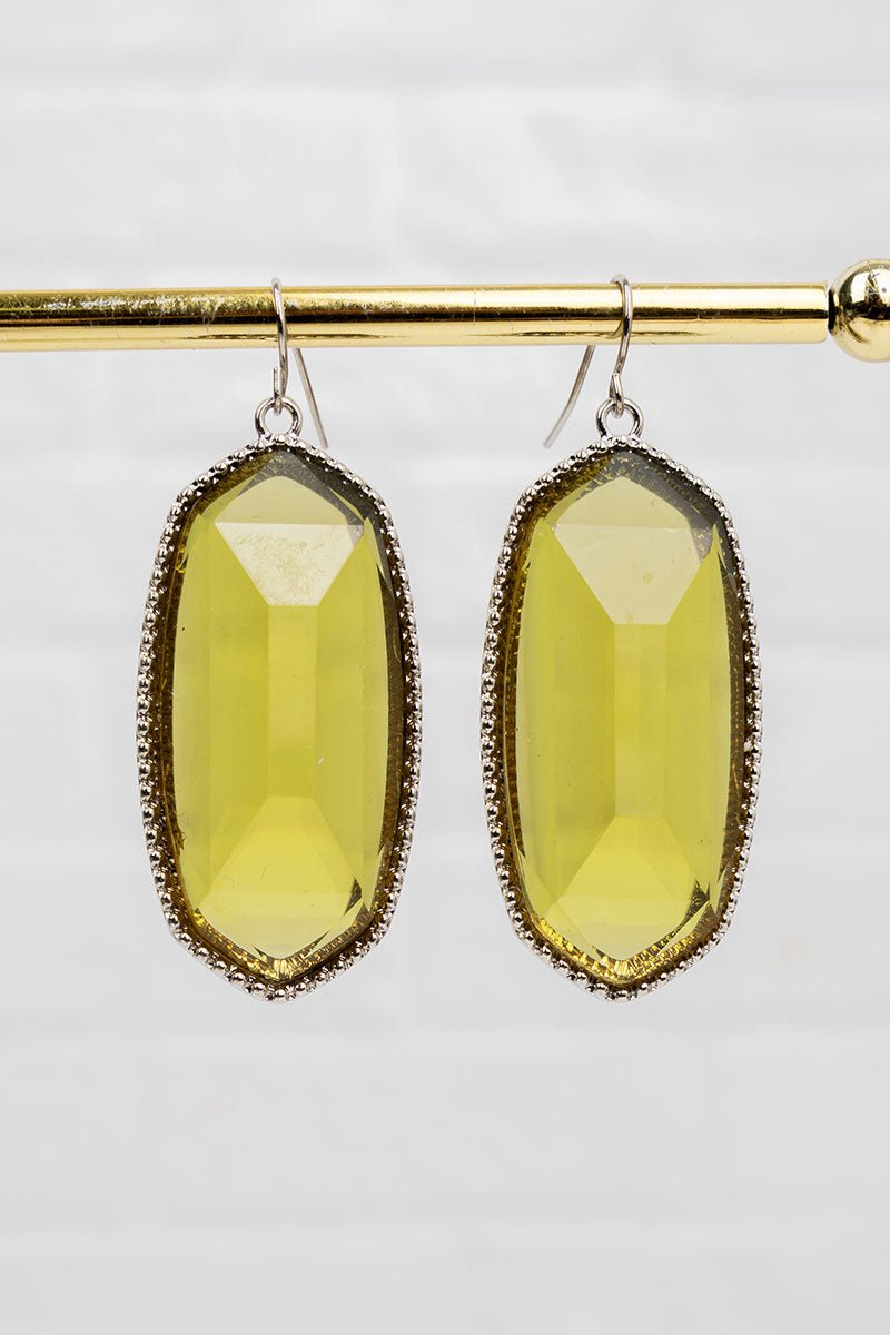 SALE! Mia Translucent Olive Silvertone Earrings - Wholesale Accessory Market