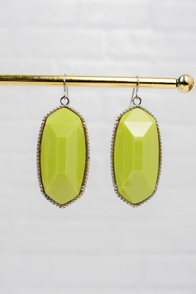 SALE! Mia Lime Silvertone Earrings - Wholesale Accessory Market