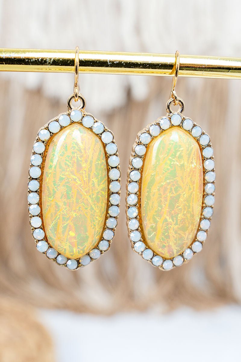 SALE! Moonlit Poise Cream Opal Goldtone Earrings - Wholesale Accessory Market