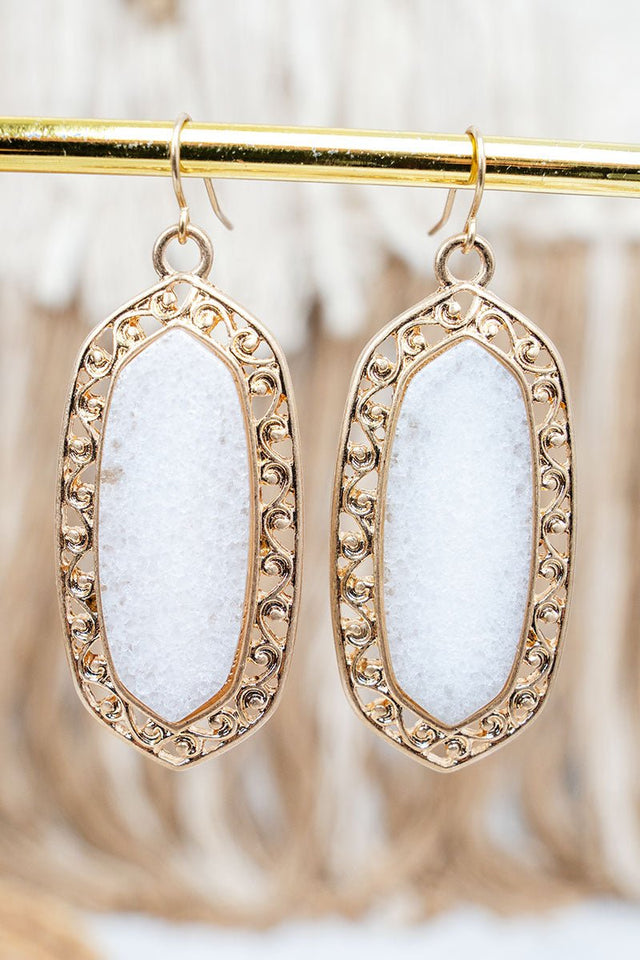 SALE! Amara White & Goldtone Earrings - Wholesale Accessory Market