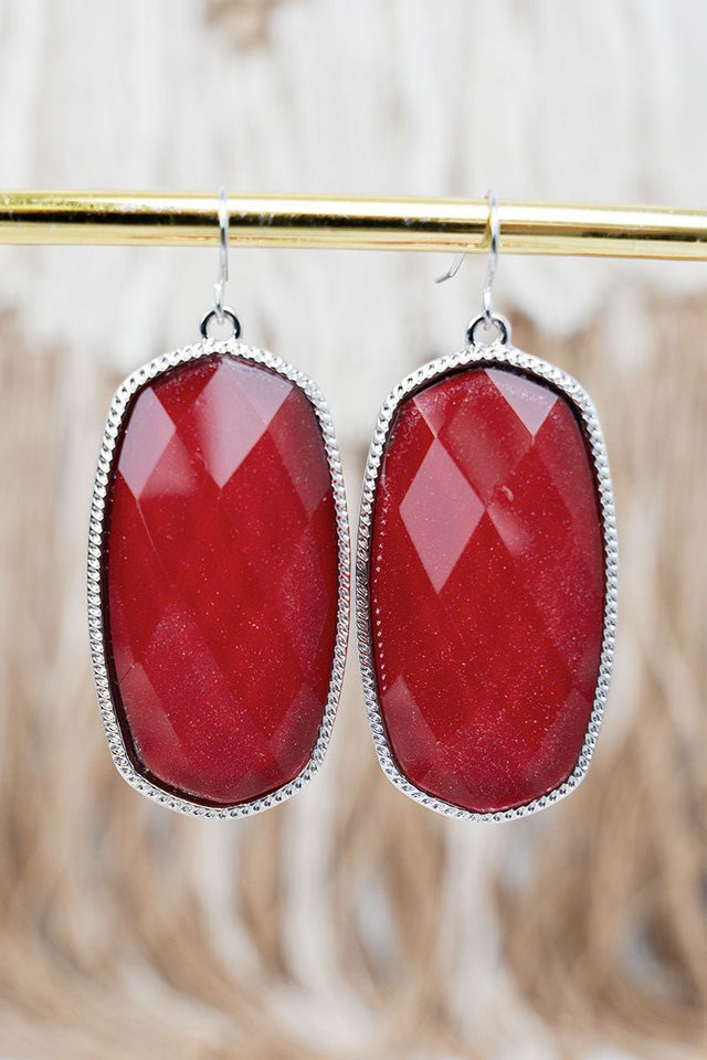 SALE! Icon Energy Dark Red Shimmer Silvertone Earrings - Wholesale Accessory Market
