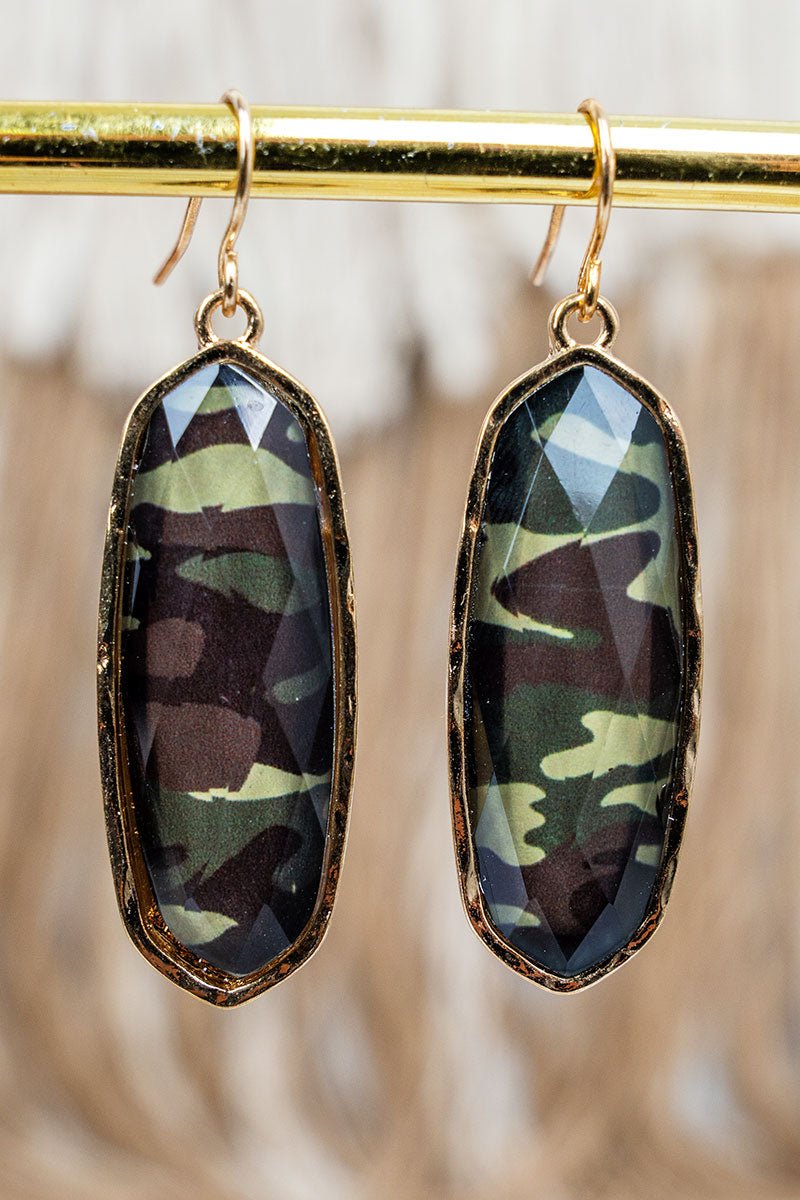 SALE! Brimley Camo Goldtone Earrings - Wholesale Accessory Market