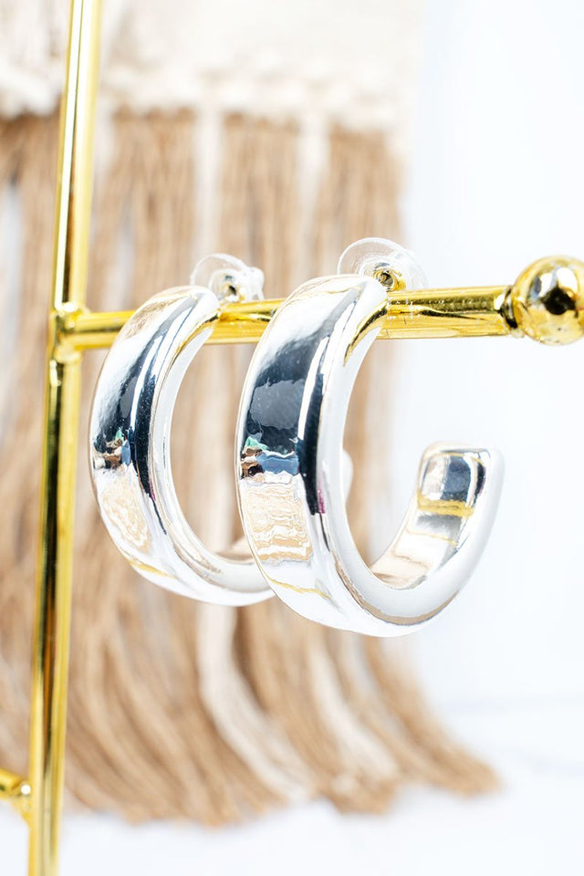 Prime Time Shine Silvertone Hoop Earrings - Wholesale Accessory Market