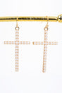 Pure Devotion Pearl Cross Goldtone Earrings - Wholesale Accessory Market