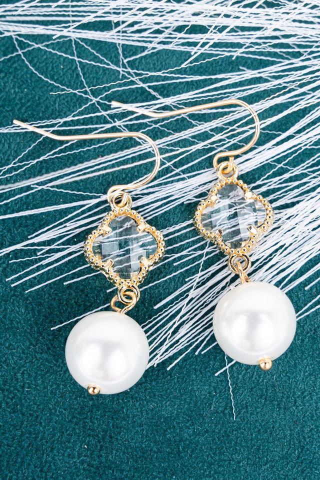 Glam Girl Era Clear Clover Earrings - Wholesale Accessory Market