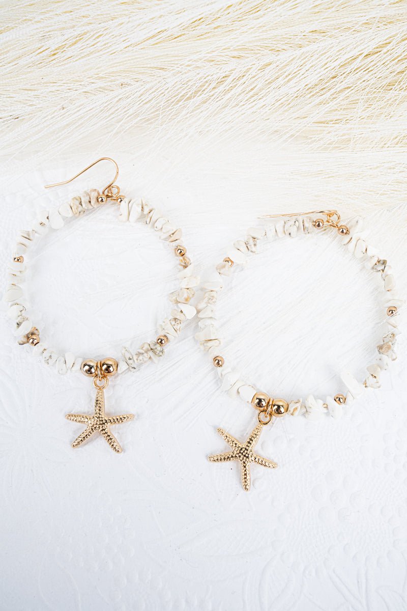 Ivory Chip Stone Stellar Sea Goldtone Earrings - Wholesale Accessory Market