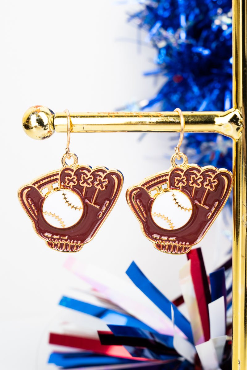 Out In Left Field Baseball Glove Earrings - Wholesale Accessory Market