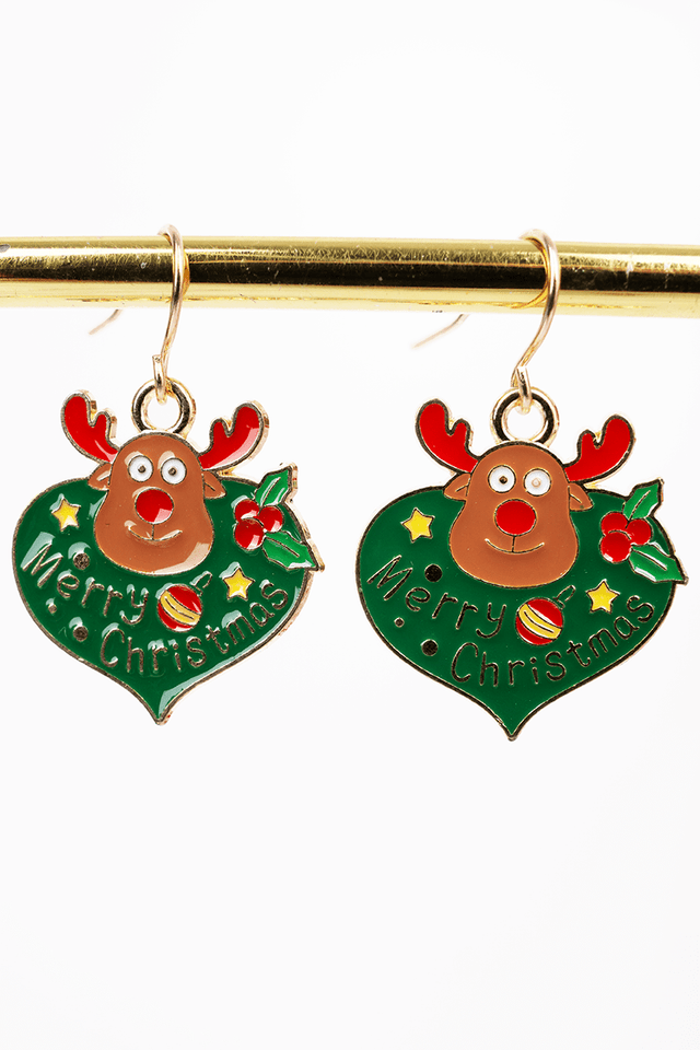 Reindeer Bauble Goldtone Earrings - Wholesale Accessory Market