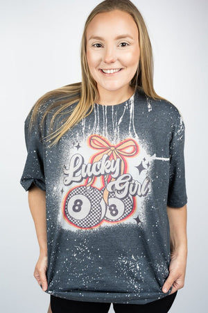 Bleached Lucky Girl Adult T-Shirt - Wholesale Accessory Market