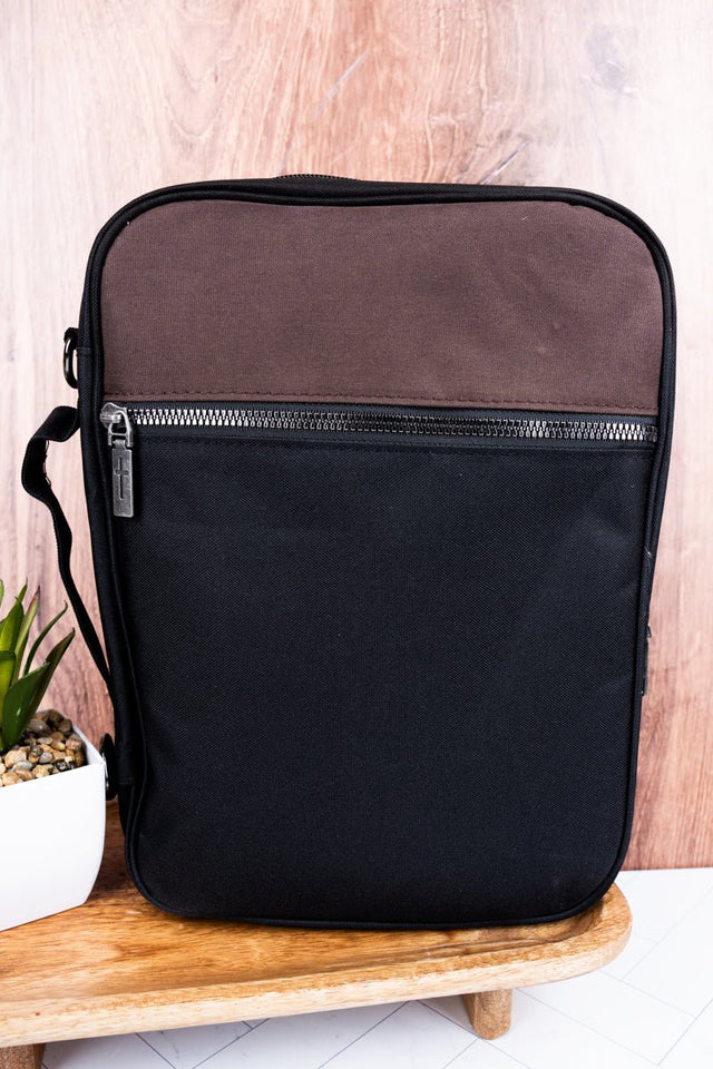 NGIL Church Days Black and Brown Canvas Bible Cover - Wholesale Accessory Market