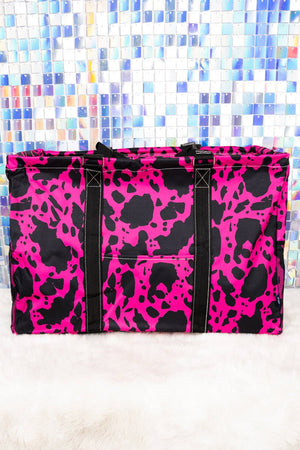 NGIL Hot Pink Milkin' It Collapsible Double Haul-It-All Basket with Mesh Pockets and Lid - Wholesale Accessory Market