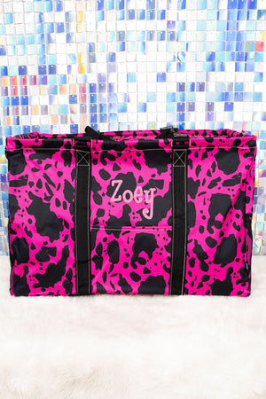 NGIL Hot Pink Milkin' It Collapsible Double Haul-It-All Basket with Mesh Pockets and Lid - Wholesale Accessory Market
