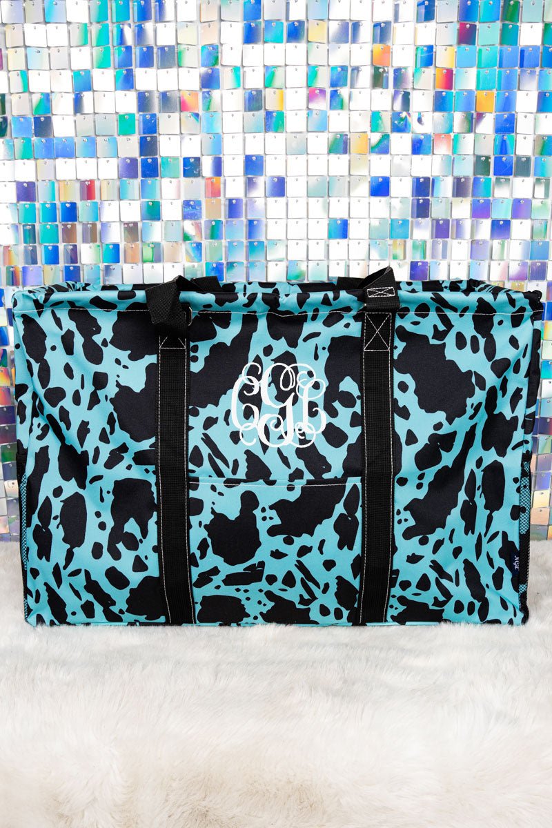 NGIL Turquoise Milkin' It Collapsible Double Haul-It-All Basket with Mesh Pockets and Lid - Wholesale Accessory Market