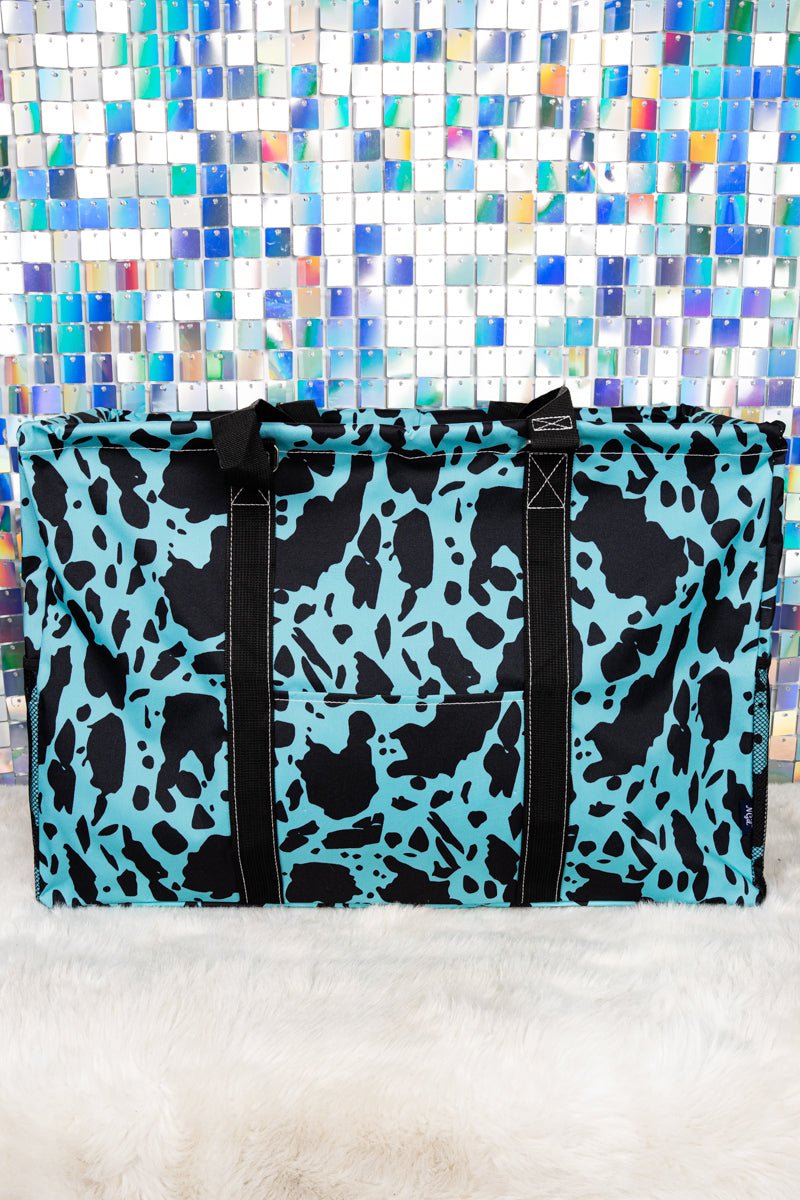 NGIL Turquoise Milkin' It Collapsible Double Haul-It-All Basket with Mesh Pockets and Lid - Wholesale Accessory Market