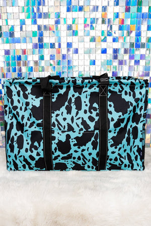 NGIL Turquoise Milkin' It Collapsible Double Haul-It-All Basket with Mesh Pockets and Lid - Wholesale Accessory Market