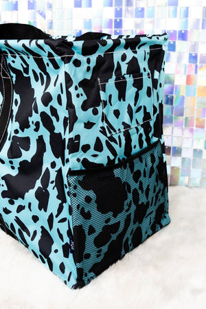 NGIL Turquoise Milkin' It Collapsible Double Haul-It-All Basket with Mesh Pockets and Lid - Wholesale Accessory Market