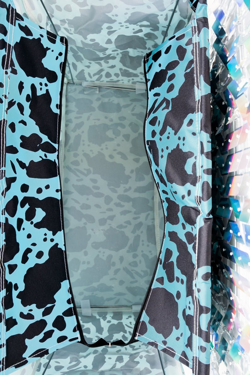 NGIL Turquoise Milkin' It Collapsible Double Haul-It-All Basket with Mesh Pockets and Lid - Wholesale Accessory Market