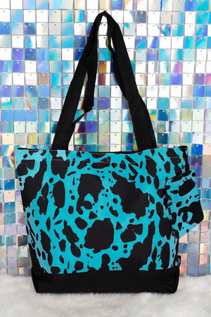 NGIL Turquoise Milkin' It with Black Trim Tote Bag - Wholesale Accessory Market