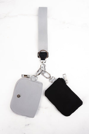 NGIL Black and Gray Dual Pouch Wristlet - Wholesale Accessory Market