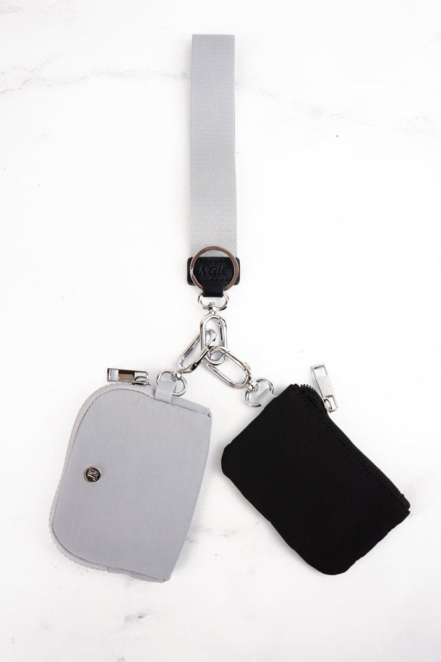 NGIL Black and Gray Dual Pouch Wristlet - Wholesale Accessory Market
