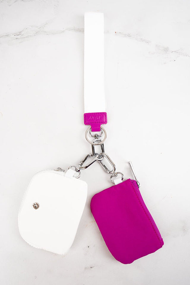 NGIL Hot Pink and White Dual Pouch Wristlet - Wholesale Accessory Market